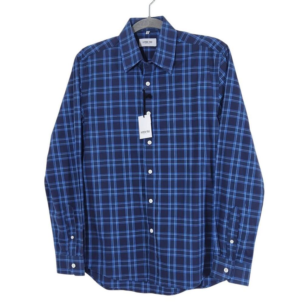 Hyden Yoo Blue Plaid Button Down Shirt NWT Size Small Navy Plaid Shirt